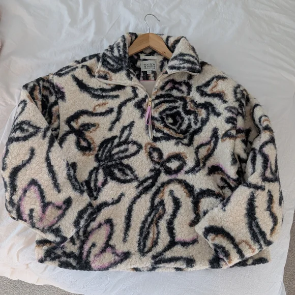 NWT Scotch & Soda Patterned Fleece Jacket/Sweater Pullover - Picture 2 of 7